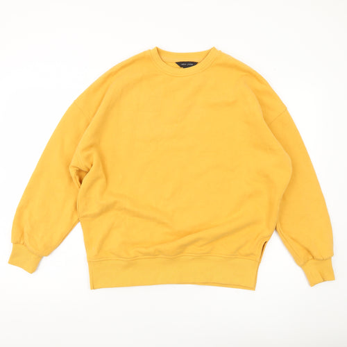 New Look Womens Yellow Sweatshirt UK 8 Crew Neck Long Sleeve Cotton Blend