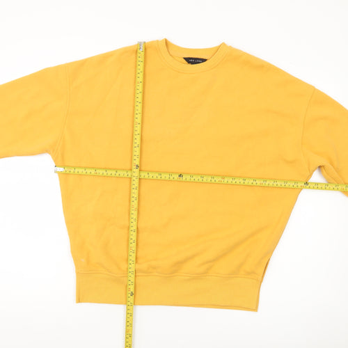 New Look Womens Yellow Sweatshirt UK 8 Crew Neck Long Sleeve Cotton Blend