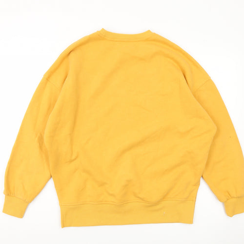 New Look Womens Yellow Sweatshirt UK 8 Crew Neck Long Sleeve Cotton Blend