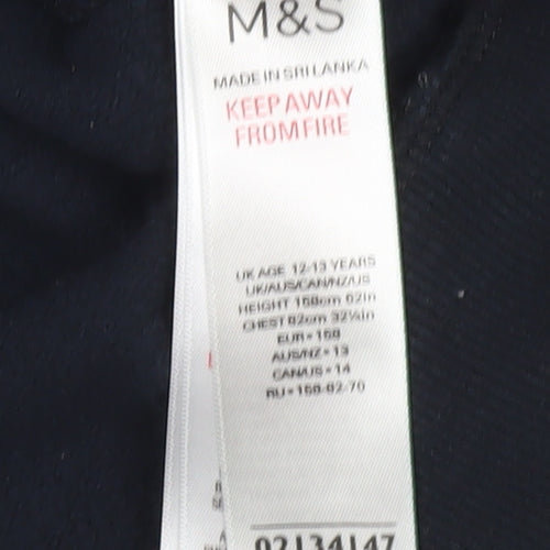 Marks and Spencer Boys Black Pullover Hoodie Age 12-13 Years Cotton Blend