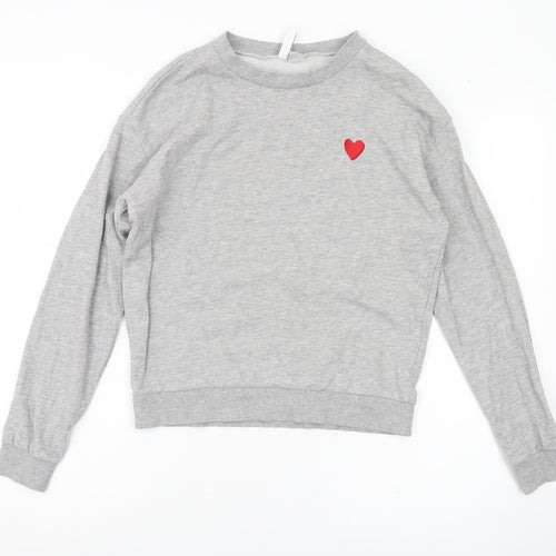H&M Divided Women’s Grey Sweatshirt Small Heart Print