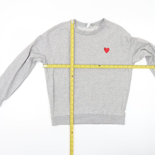 H&M Divided Women’s Grey Sweatshirt Small Heart Print