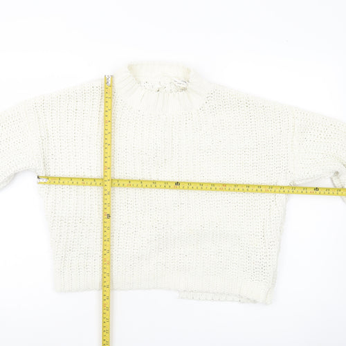 Miss Selfridge Women’s Ivory Chunky Knit Jumper Size 8 Mock Neck Long Sleeve