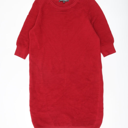 French Connection Women’s Red Jumper Dress S Cotton Knit