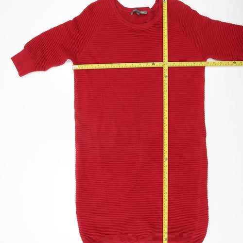 French Connection Women’s Red Jumper Dress S Cotton Knit