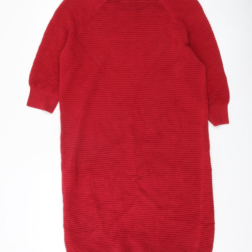 French Connection Women’s Red Jumper Dress S Cotton Knit