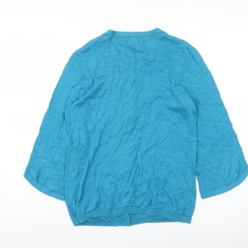 Laura Ashley Women’s Blue Cotton 3/4 Sleeve Cardigan UK 10