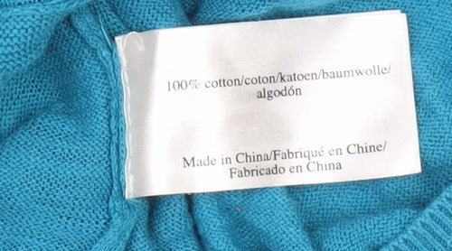 Laura Ashley Women’s Blue Cotton 3/4 Sleeve Cardigan UK 10