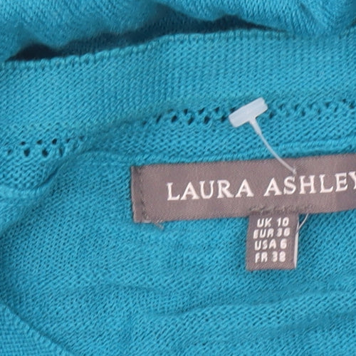 Laura Ashley Women’s Blue Cotton 3/4 Sleeve Cardigan UK 10