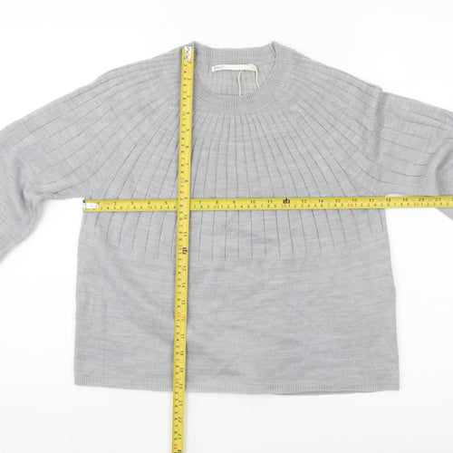 ONLY Womens Grey Knit Jumper M Crew Neck Long Sleeve Pullover