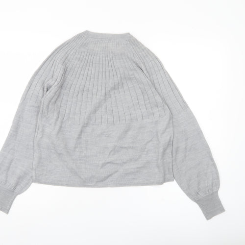 ONLY Womens Grey Knit Jumper M Crew Neck Long Sleeve Pullover