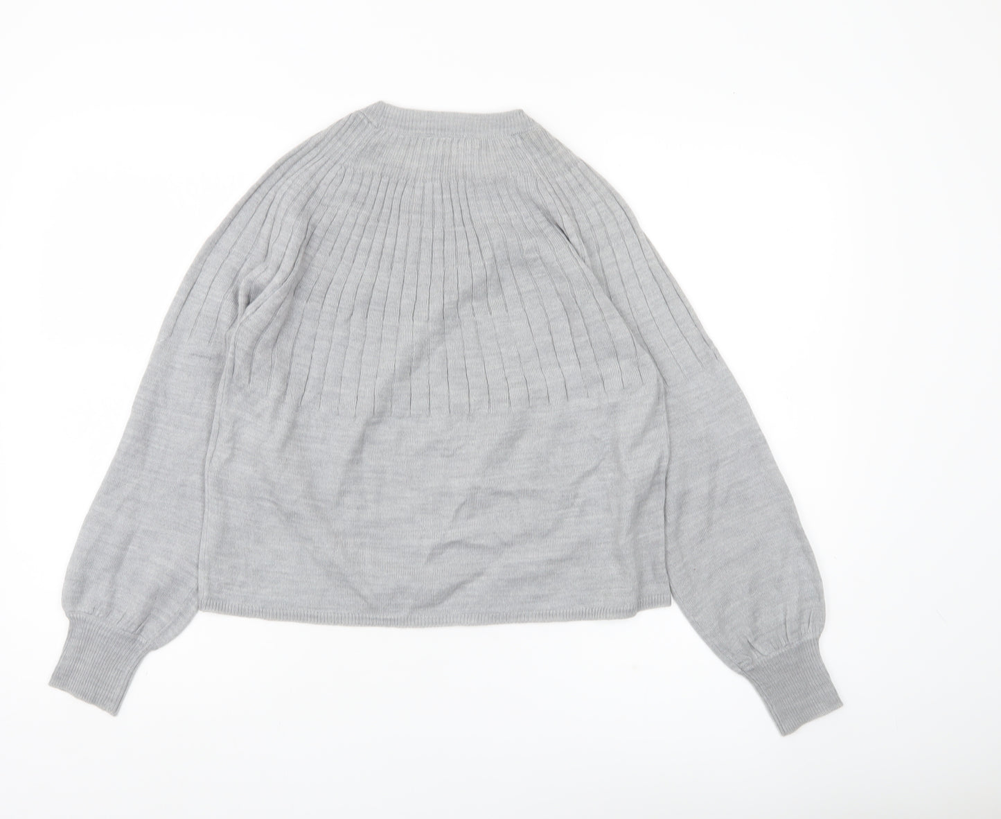 ONLY Womens Grey Knit Jumper M Crew Neck Long Sleeve Pullover