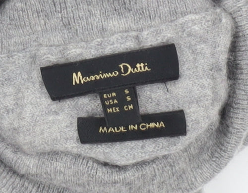 Massimo Dutti Womens Grey Roll Neck Wool Blend Striped Jumper Size 8