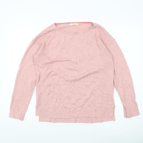 White Stuff Womens Pink Cotton Blend Boat Neck Jumper Size 8