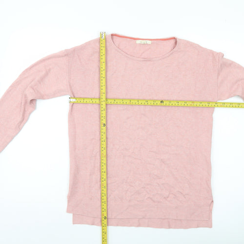 White Stuff Womens Pink Cotton Blend Boat Neck Jumper Size 8