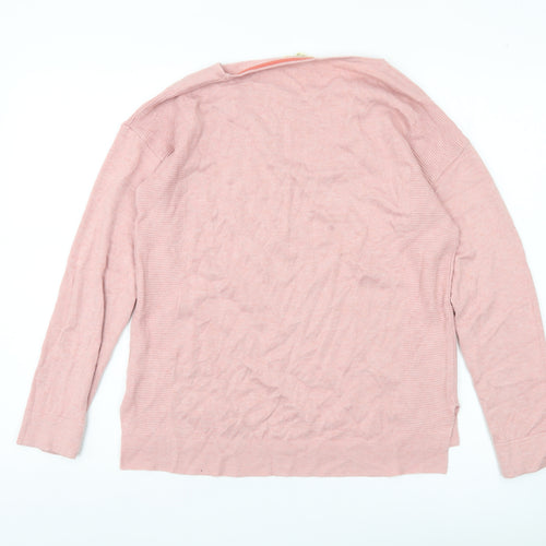 White Stuff Womens Pink Cotton Blend Boat Neck Jumper Size 8