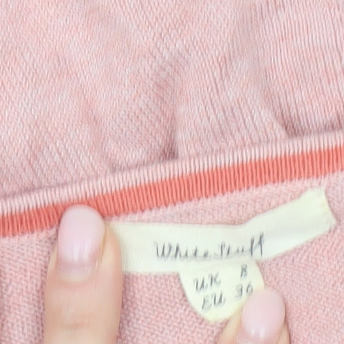 White Stuff Womens Pink Cotton Blend Boat Neck Jumper Size 8