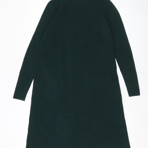 COS Women Green XS Shift Dress Long Sleeve Knit Viscose Blend
