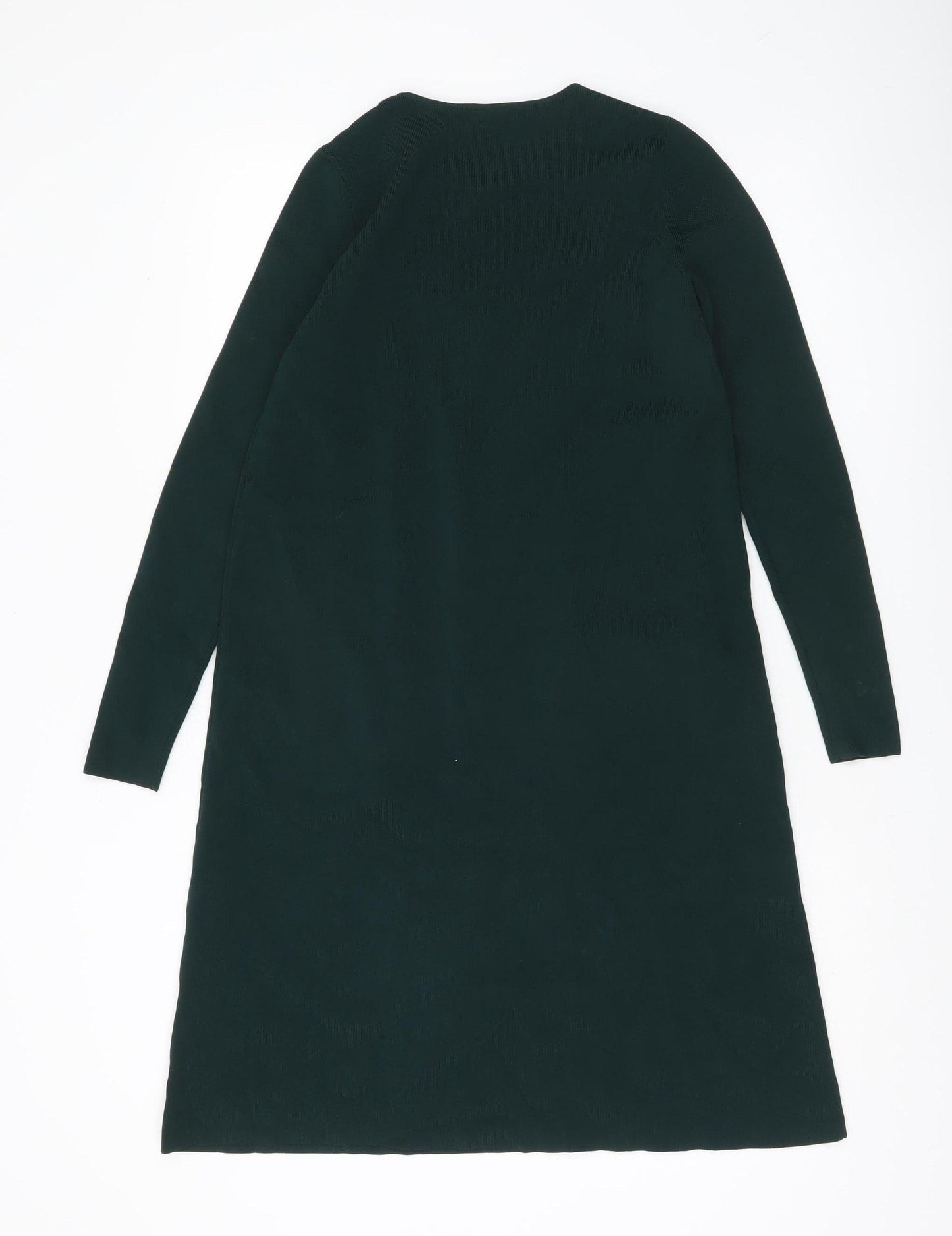 COS Women Green XS Shift Dress Long Sleeve Knit Viscose Blend