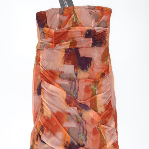 PrettyLittleThing Women’s Multicoloured Bodycon Strapless Ruched Dress Size 16