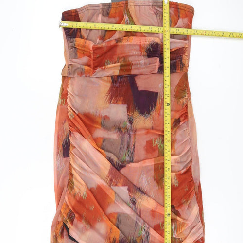 PrettyLittleThing Women’s Multicoloured Bodycon Strapless Ruched Dress Size 16