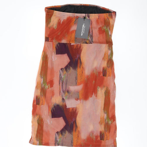 PrettyLittleThing Women’s Multicoloured Bodycon Strapless Ruched Dress Size 16