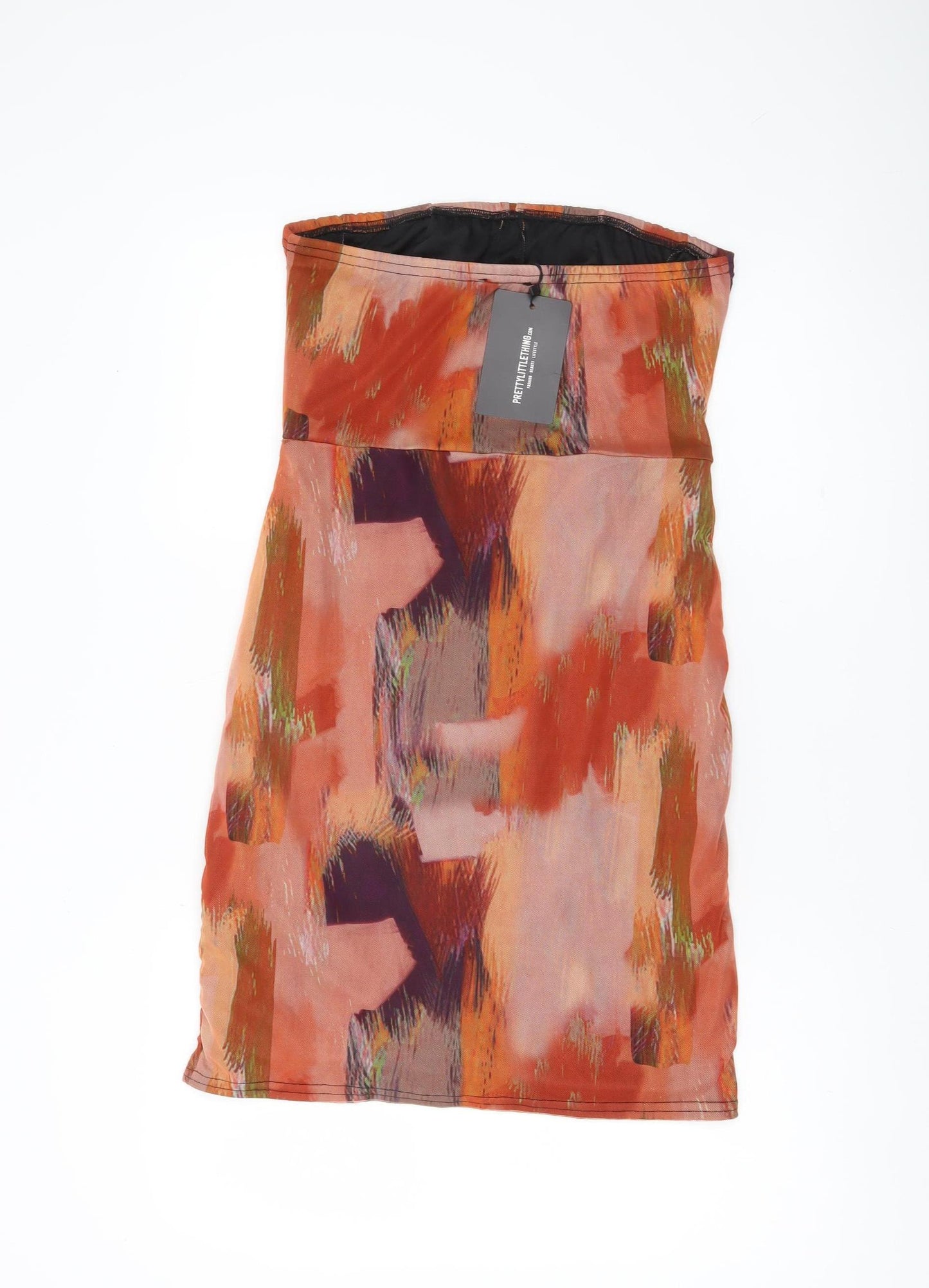 PrettyLittleThing Women’s Multicoloured Bodycon Strapless Ruched Dress Size 16