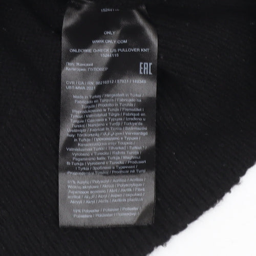 ONLY Womens Black XS Bow Accent Crew Neck Knit Jumper