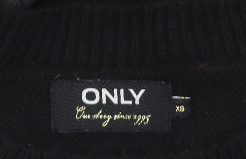 ONLY Womens Black XS Bow Accent Crew Neck Knit Jumper