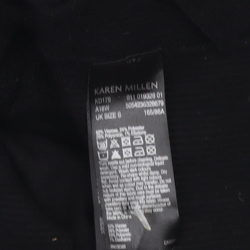 Karen Millen Women’s Black Roll Neck Cable-Knit Jumper Size 8