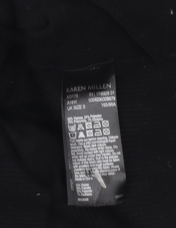 Karen Millen Women’s Black Roll Neck Cable-Knit Jumper Size 8