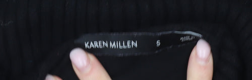 Karen Millen Women’s Black Roll Neck Cable-Knit Jumper Size 8
