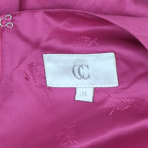 CC Women Pink Linen Sheath Knee Length Dress Size 14 Belted