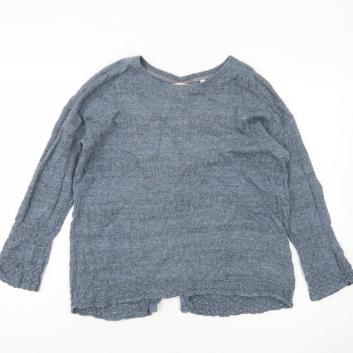Fat Face Womens Blue Cotton Knit Cardigan UK 10 Crew Neck