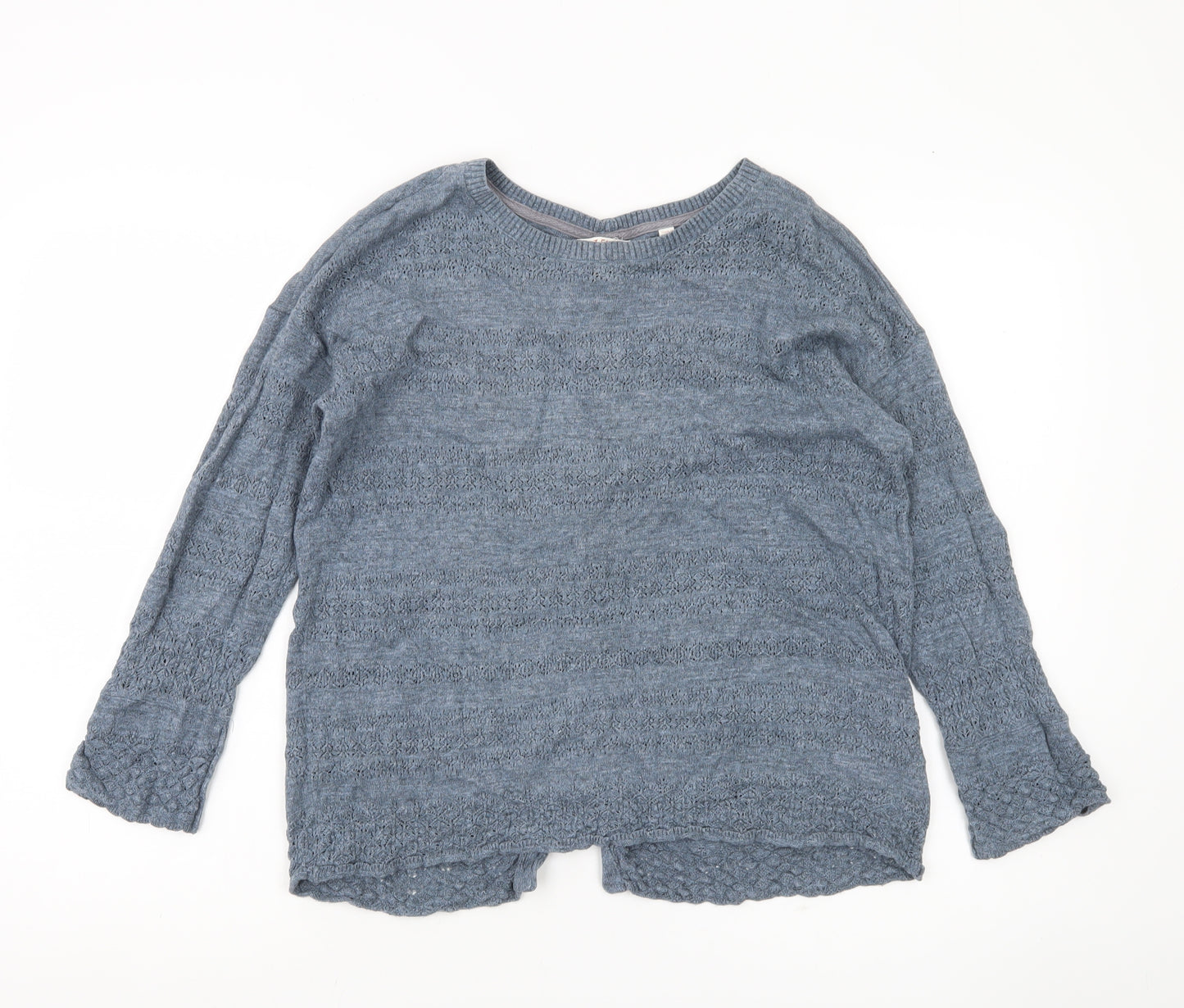Fat Face Womens Blue Cotton Knit Cardigan UK 10 Crew Neck