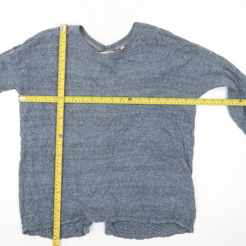 Fat Face Womens Blue Cotton Knit Cardigan UK 10 Crew Neck