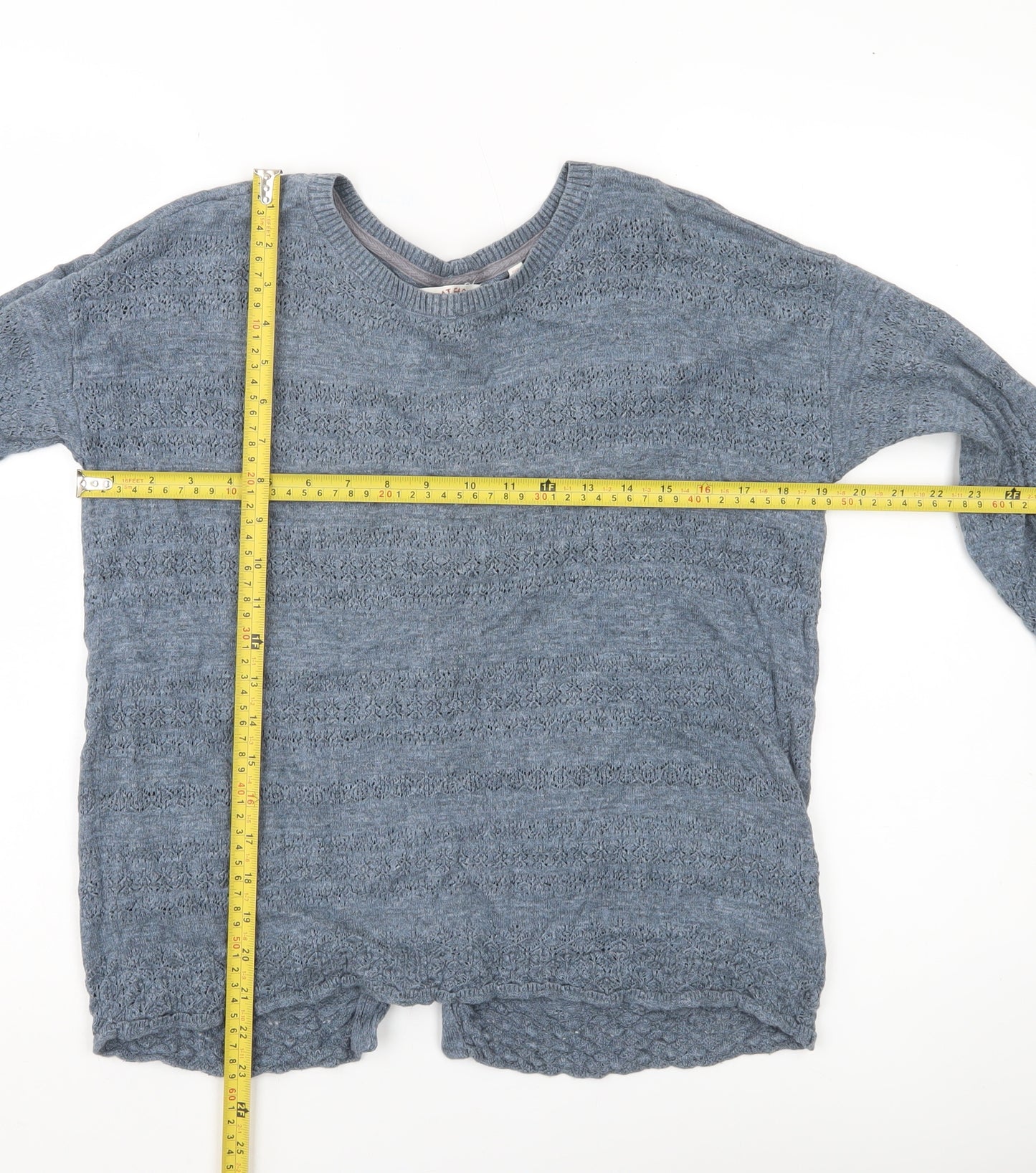 Fat Face Womens Blue Cotton Knit Cardigan UK 10 Crew Neck