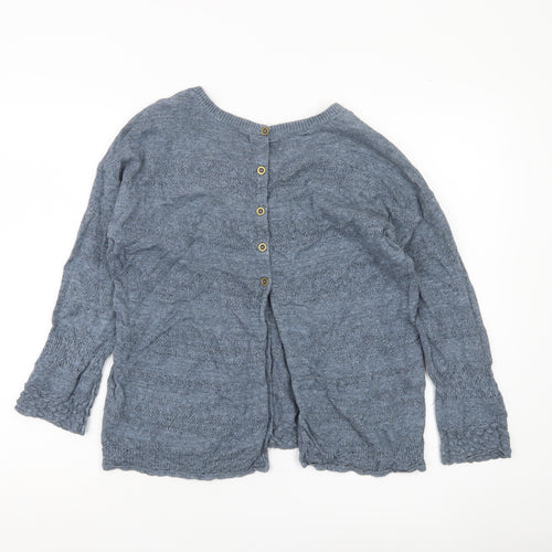 Fat Face Womens Blue Cotton Knit Cardigan UK 10 Crew Neck