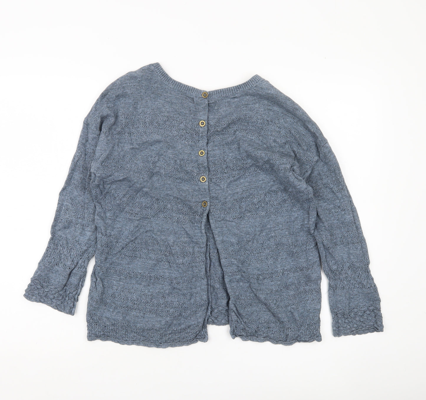 Fat Face Womens Blue Cotton Knit Cardigan UK 10 Crew Neck