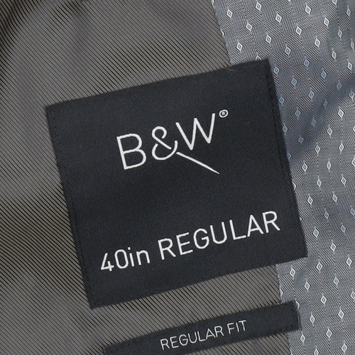 B&W Men’s Grey Regular Fit 40in Blazer Jacket Formal Business