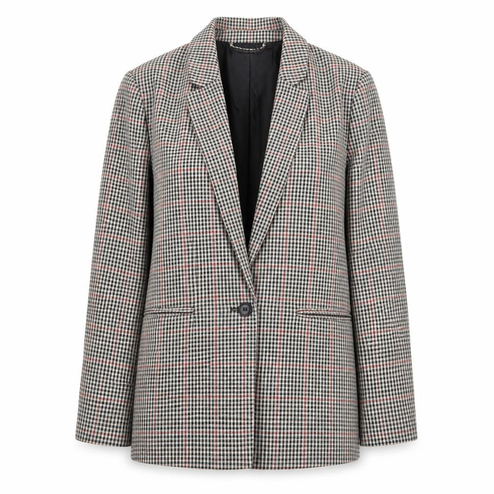 Front view of Pimkie women’s multicoloured checked blazer, size M, regular fit