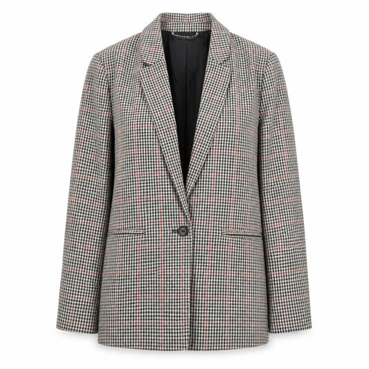 Front view of Pimkie women’s multicoloured checked blazer, size M, regular fit