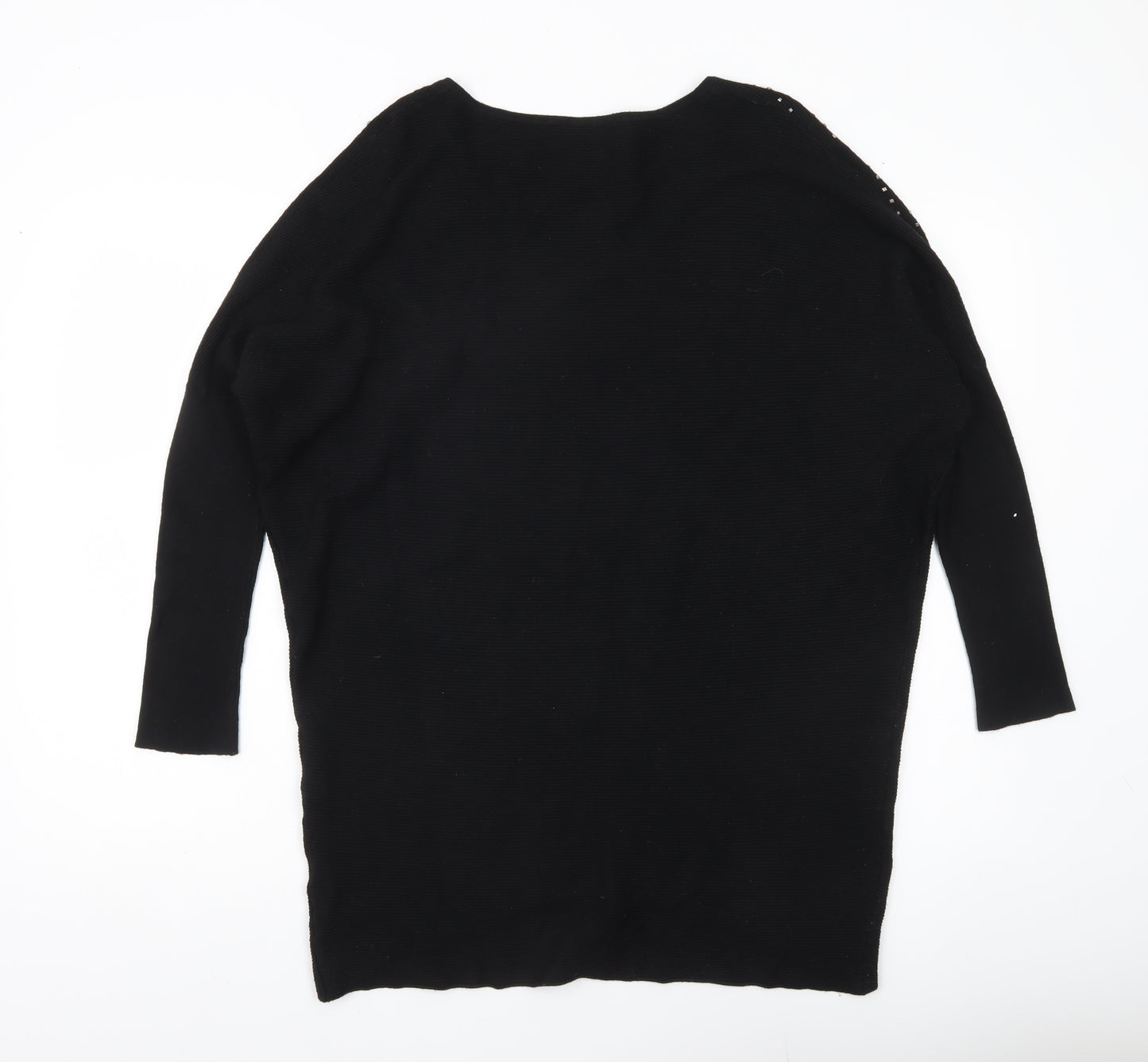 Quiz Women’s Black Rhinestone V-Neck Pullover Jumper Size S