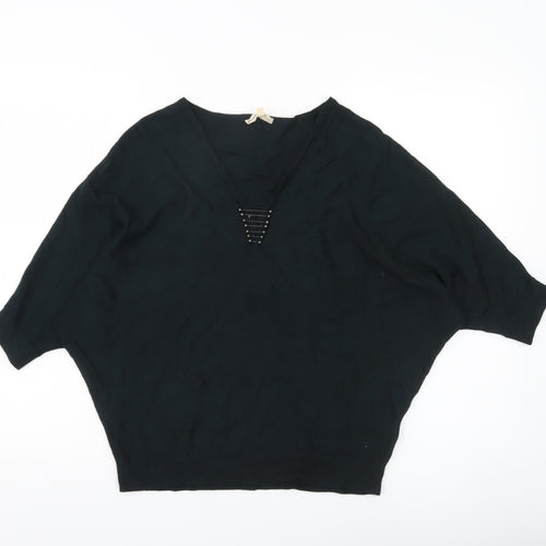 Phase Eight Women’s Black V-Neck Dolman Sleeve Pullover Jumper Size S