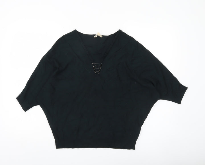 Phase Eight Women’s Black V-Neck Dolman Sleeve Pullover Jumper Size S