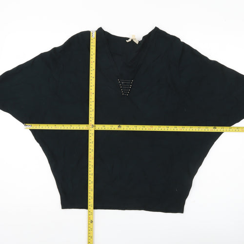 Phase Eight Women’s Black V-Neck Dolman Sleeve Pullover Jumper Size S