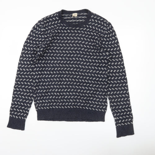 Hollister Men's Blue Small Pullover Jumper Crew Neck Knit Geometric