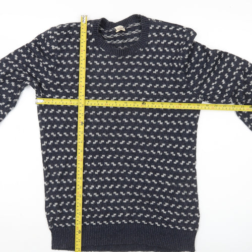 Hollister Men's Blue Small Pullover Jumper Crew Neck Knit Geometric