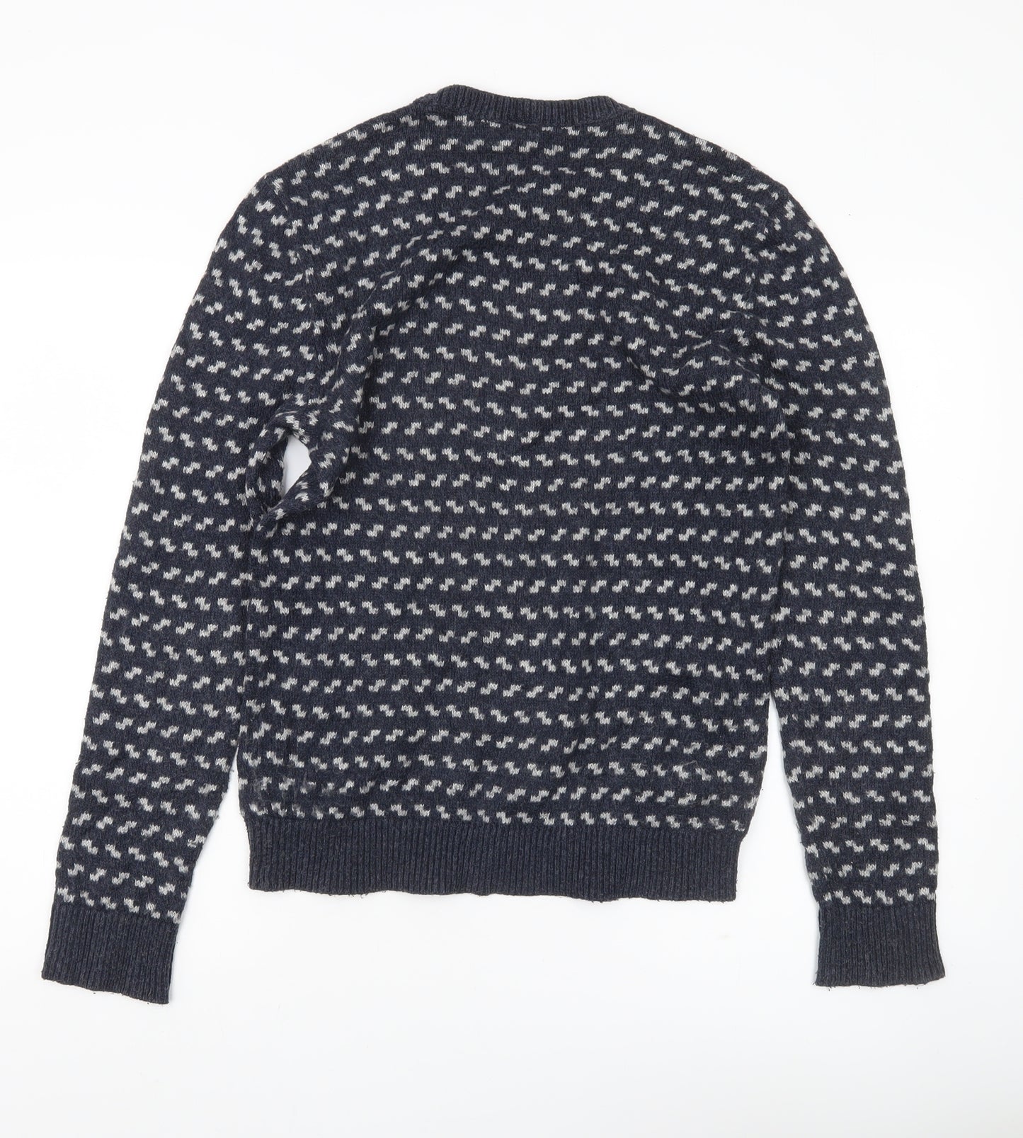 Hollister Men's Blue Small Pullover Jumper Crew Neck Knit Geometric