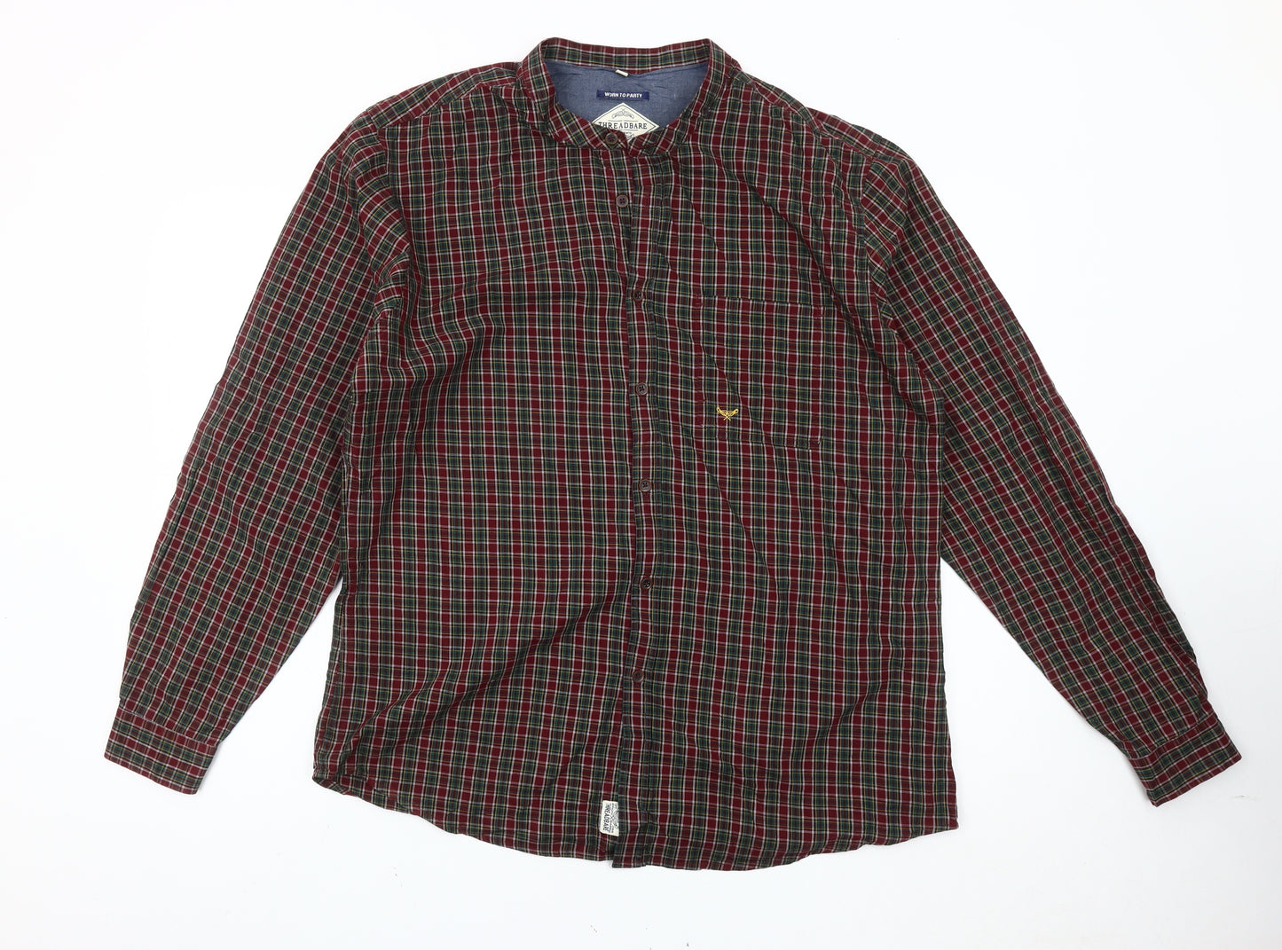 Threadbare Men's Multicoloured Plaid Cotton Button-Up Shirt XL
